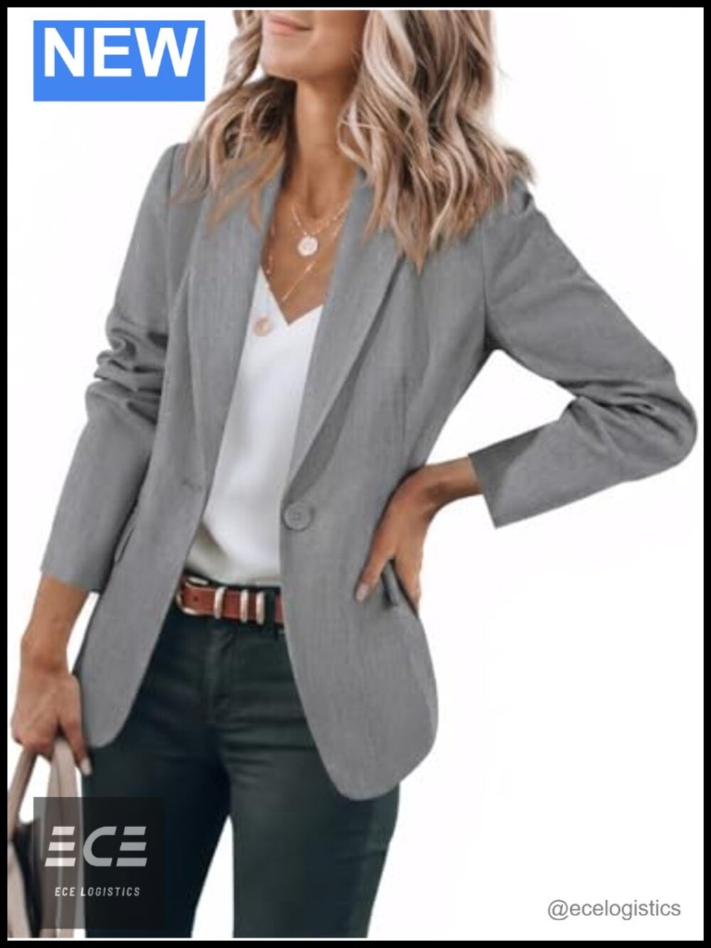 Womens Slim Fit Blazer Long Sleeve One Button Work Office Suit Jacket